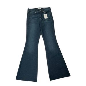 Jessica Simpson Daisy Flare Jeans Womens 10 Blue Dark Wash Stretch Raw Hem Denim